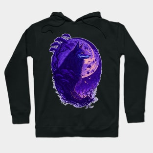 Night Wolf in full moon Hoodie